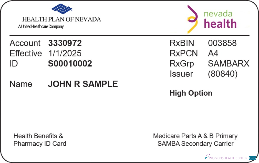 Download Nevada health insurance card Photoshop template